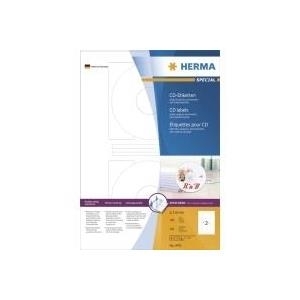 HERMA Special - Permanent selbstklebende, matte, lichtundurchlässige CD/DVD-Papieretiketten - weiß - 166 mm rund 200 Etikett(en) (100 Bogen x 2) (4471) von Herma