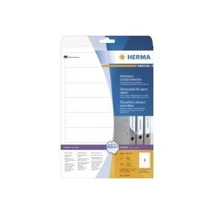 HERMA Special - Selbstklebende, entfernbare, matte, lichtdichte Aktenordneretiketten aus Papier - weiß - 192 x 34 mm - 200 Etikett(en) (25 Bogen x 8) (10150) von Herma