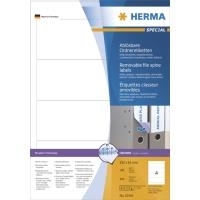 HERMA Special - Selbstklebende, entfernbare, matte, lichtdichte Aktenordneretiketten aus Papier - weiß - 192 x 61 mm 400 Etikett(en) (100 Bogen x 4) (10141) von Herma