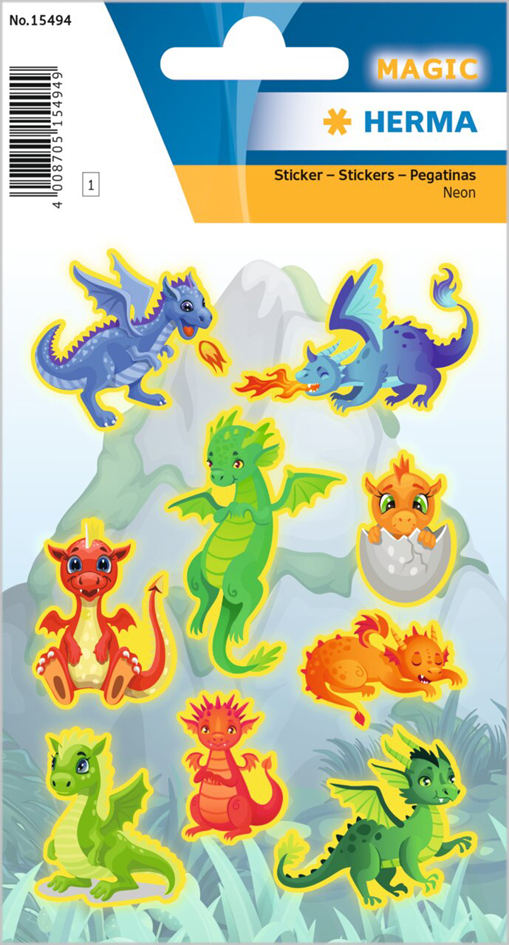 HERMA Sticker MAGIC , Drachen, , aus Kunststoff, Neon von Herma