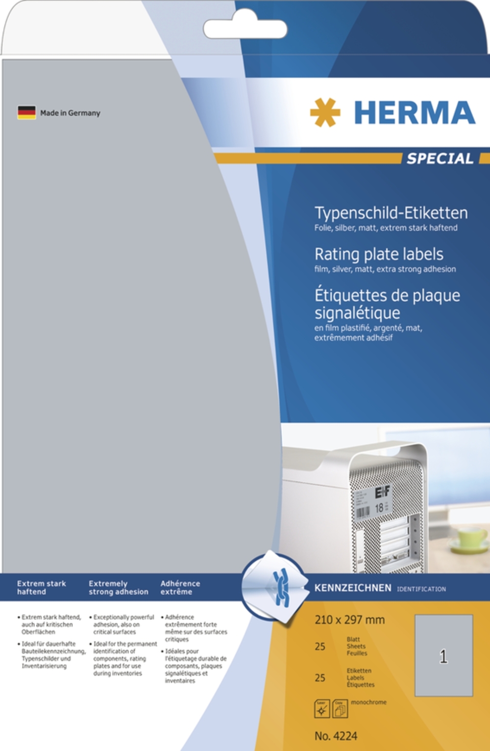 HERMA Typenschildetiketten A4 silb. 210x297 mm Folie 25 St. HERMA Typenschildetiketten A4 silb. 210x297 mm Folie 25 St. von Herma