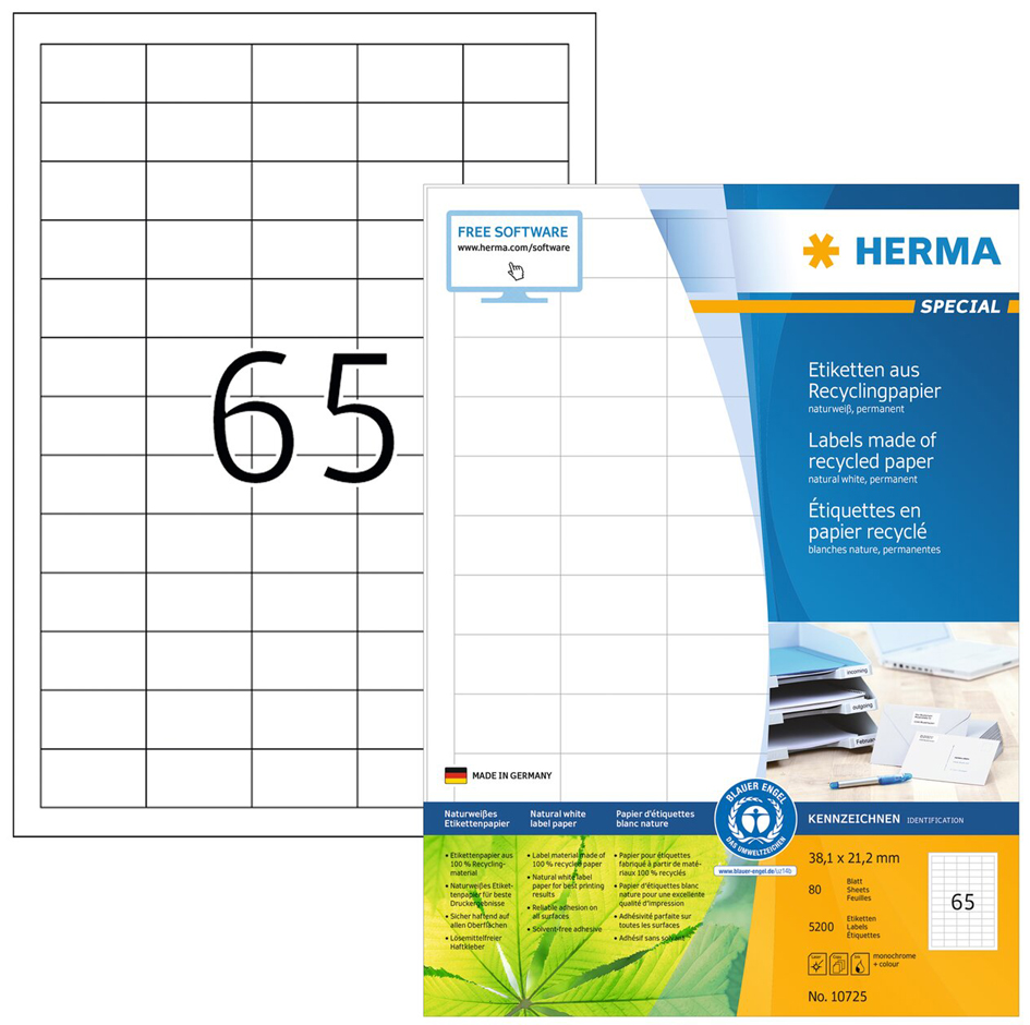 HERMA Universal-Etiketten Recycling, 63,5 x 38,1 mm, 80 Bl. von Herma