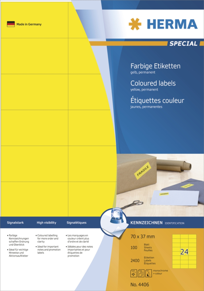 HERMA Universal-Etiketten SPECIAL, 105 x 148 mm, gelb von Herma