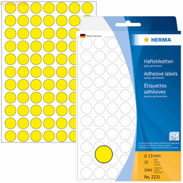 HERMA Vielzweck-Etiketten 13mm gelb VE=2464 Stück von Herma