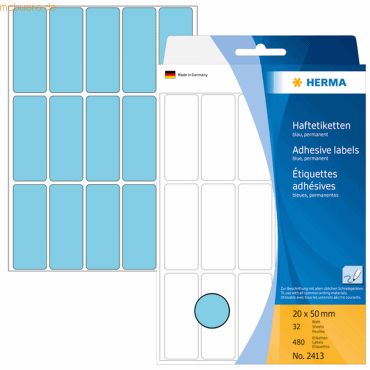 HERMA Vielzweck-Etiketten 20x50mm blau VE=480 Stück von Herma