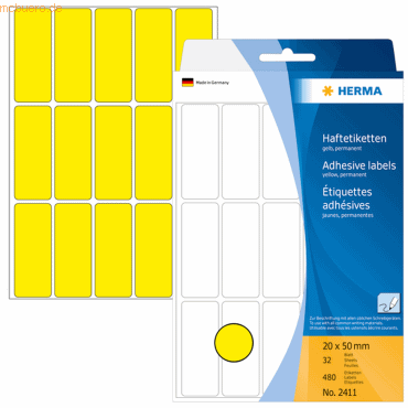 HERMA Vielzweck-Etiketten 20x50mm gelb VE=480 Stück von Herma