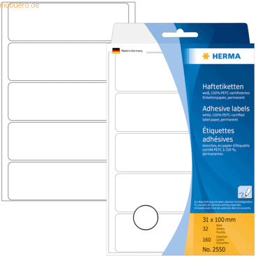 HERMA Vielzweck-Etiketten 31x100mm weiß VE=160 Stück von Herma