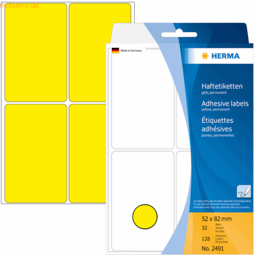 HERMA Vielzweck-Etiketten 52x82mm gelb VE=128 Stück von Herma