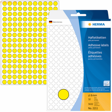 HERMA Vielzweck-Etiketten 8mm gelb VE=5632 Stück von Herma