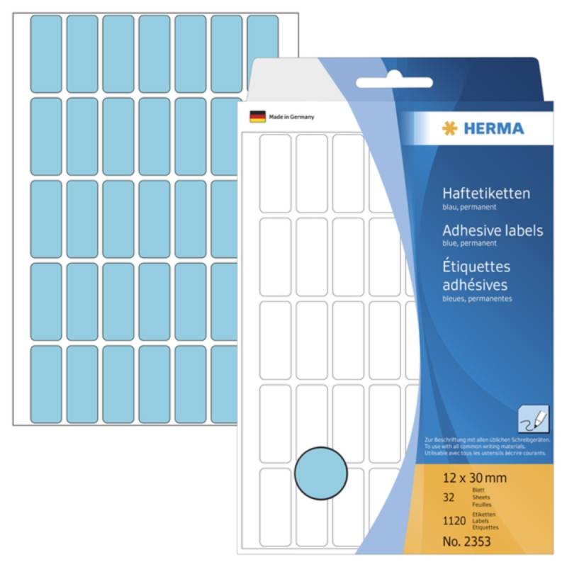 HERMA Vielzwecketiketten blau 12x30 mm Papier matt 1120 St. von Herma