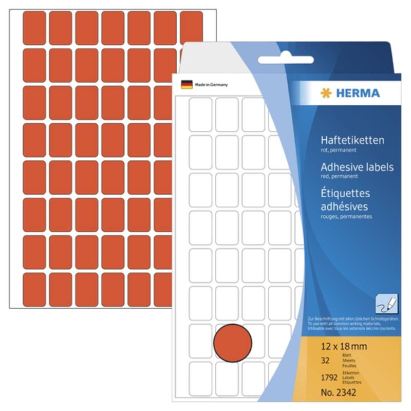 HERMA Vielzwecketiketten rot  12x18 mm Papier matt 1792 St. von Herma