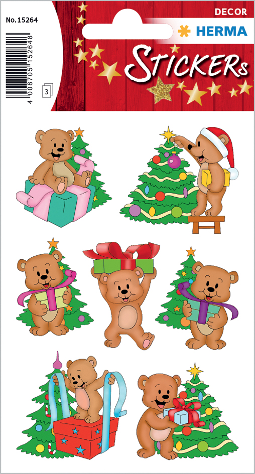 HERMA Weihnachts-Sticker DECOR , Weihnachtsbären, von Herma