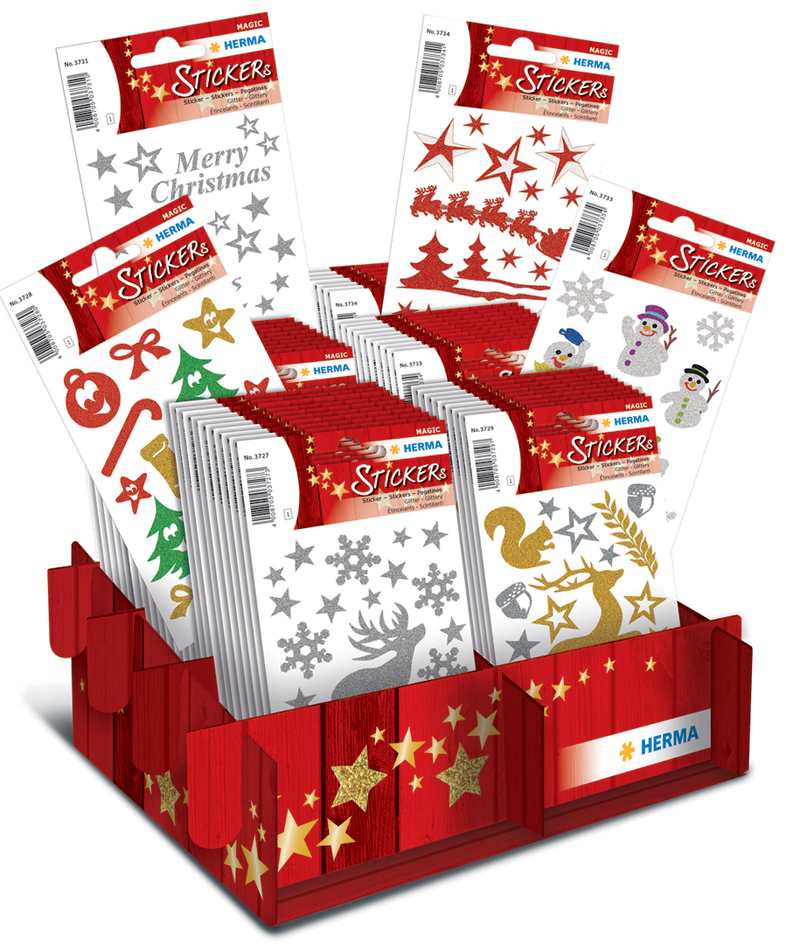 HERMA Weihnachts-Sticker MAGIC , Glanz & Glittery, , Display von Herma