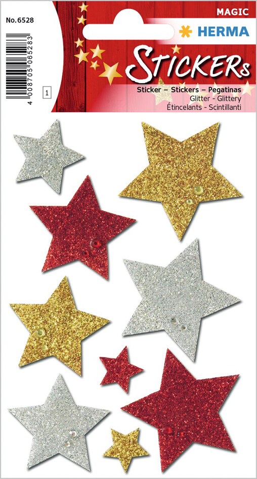HERMA Weihnachts-Sticker MAGIC , Sterne bunt, , glittery von Herma