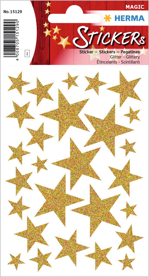 HERMA Weihnachts-Sticker MAGIC , Sterne gold, , glittery von Herma