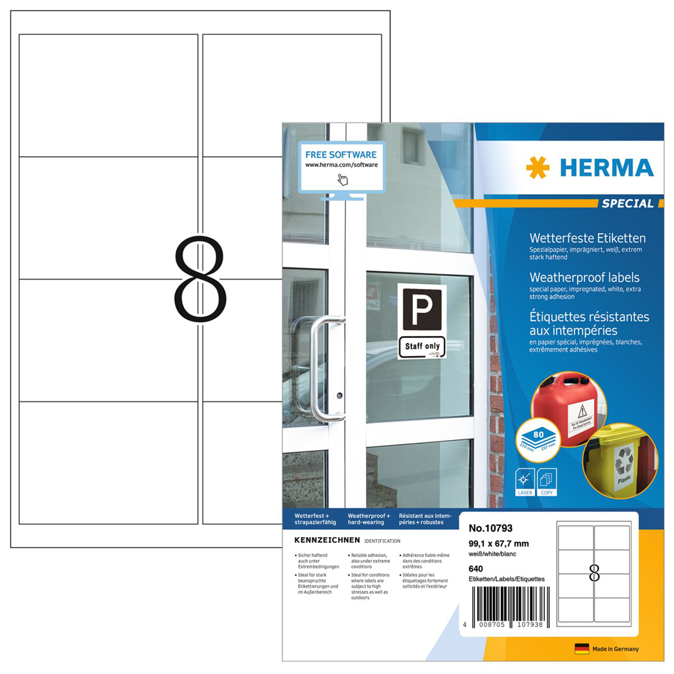 HERMA Wetterfeste Etiketten aus Spezialpapier, 99,1x67,7 mm von Herma