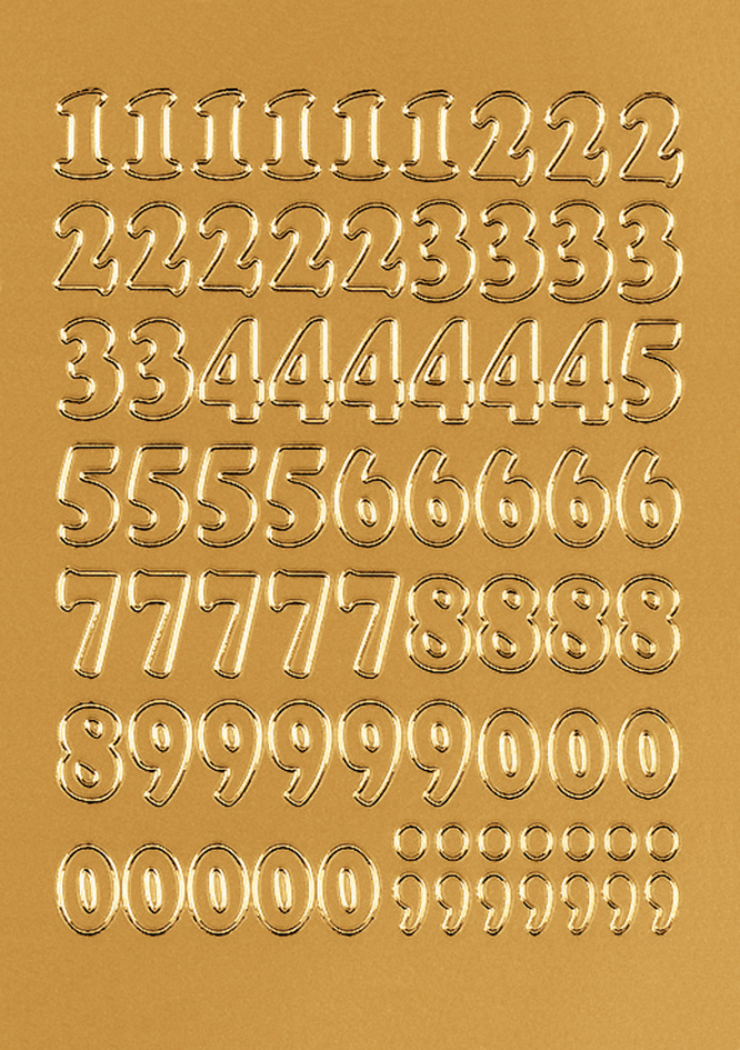 HERMA Zahlen-Sticker 0-9, Folie gold, Zahlen geprägt von Herma