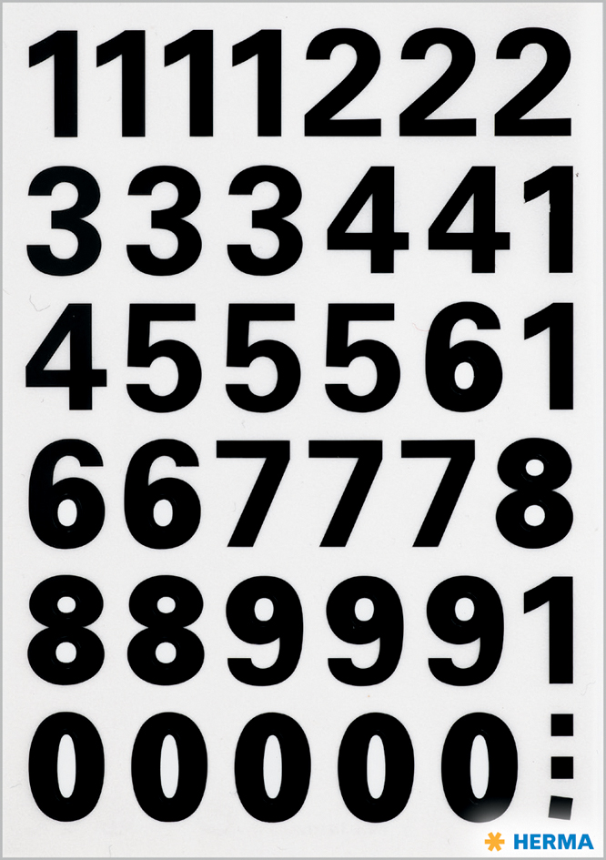 HERMA Zahlen-Sticker 0-9, Folie schwarz, Höhe: 15 mm von Herma