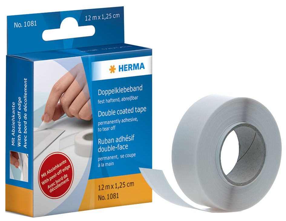 HERMA doppelseitiges Klebeband, weiß, 12,5 mm x 12 m von Herma