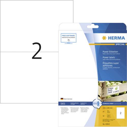 Herma 10910 Kraftkleber-Etiketten 210 x 148mm Papier Weiß 50 St. Permanent haftend Tintenstrahldruc von Herma
