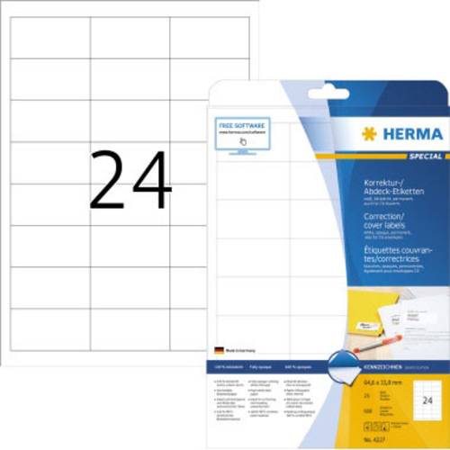 Herma 4227 Korrektur-Etiketten 64.6 x 33.8mm Papier, matt Weiß 600 St. Permanent haftend Laserdruck von Herma