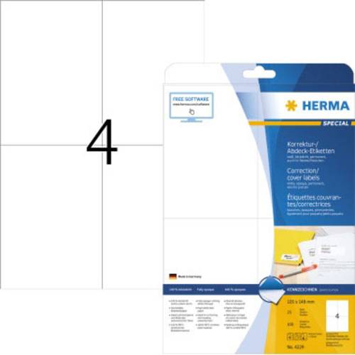 Herma 4229 Korrektur-Etiketten 105 x 148mm Papier, matt Weiß 100 St. Permanent haftend Laserdrucker von Herma