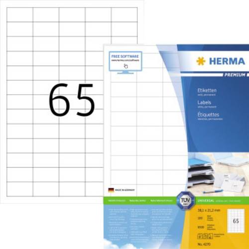 Herma 4270 Universal-Etiketten 38.1 x 21.2mm Papier Weiß 6500 St. Permanent haftend Tintenstrahldru von Herma