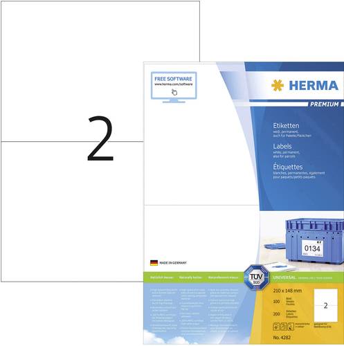 Herma 4282 Universal-Etiketten 210 x 148mm Papier Weiß 200 St. Permanent haftend Tintenstrahldrucke Herma 4282 Universal-Etiketten 210 x 148mm Papier Weiß 200 St. Permanent haftend Tintenstrahldrucke von Herma