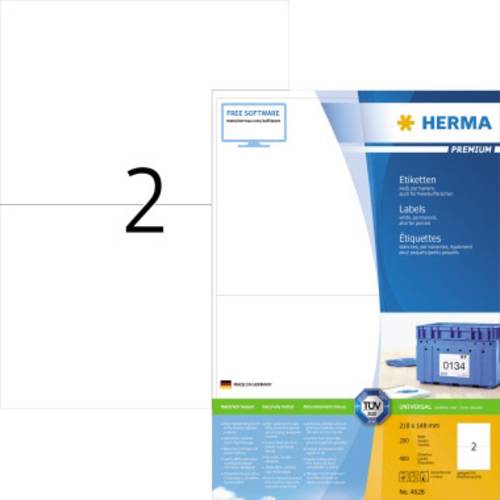 Herma 4628 Universal-Etiketten 210 x 148mm Papier Weiß 400 St. Permanent haftend Tintenstrahldrucke von Herma
