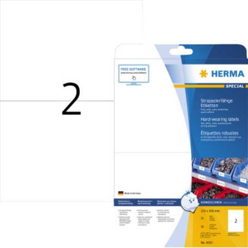 Herma 4693 Folien-Etiketten 210 x 148mm Polyester-Folie Weiß 50 St. Extra stark haftend Laserdrucke von Herma
