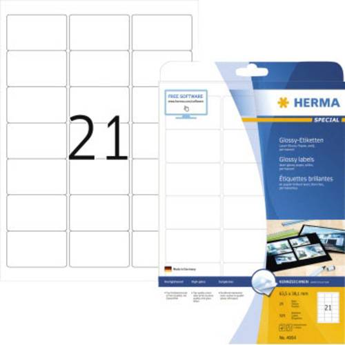 Herma 4904 Universal-Etiketten 63.5 x 38.1mm Papier, glänzend Weiß 525 St. Permanent haftend Laser von Herma