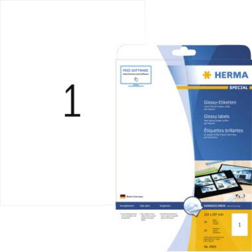 Herma 4909 Universal-Etiketten 210 x 297mm Papier, glänzend Weiß 25 St. Permanent haftend Laserdru von Herma