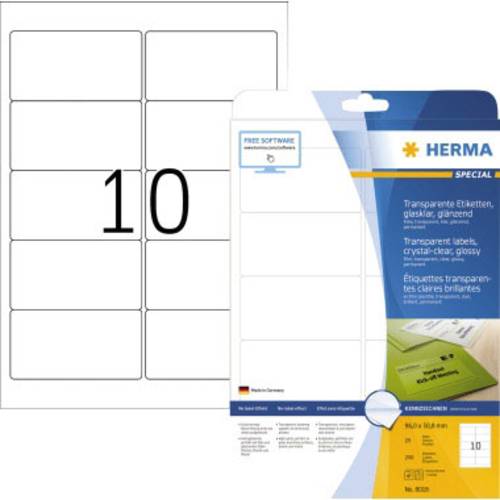 Herma 8018 Folien-Etiketten 96 x 50.8mm Folie, glänzend Transparent 250 St. Permanent haftend Laser von Herma