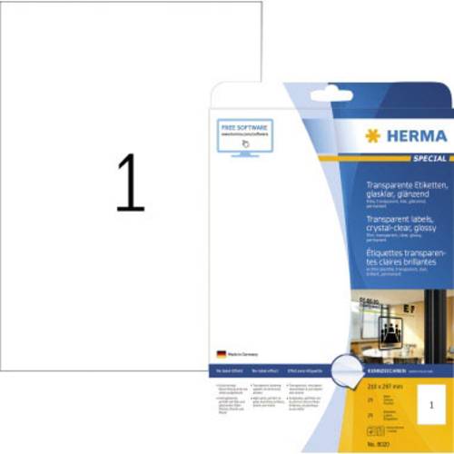 Herma 8020 Folien-Etiketten 210 x 297mm Folie, glänzend Transparent 25 St. Permanent haftend Laserd von Herma