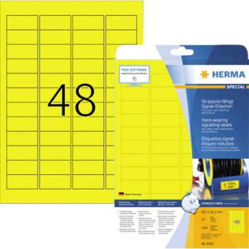 Herma 8030 Folien-Etiketten 45.7 x 21.2mm Polyester-Folie Gelb 1200 St. Extra stark haftend Laserdru von Herma