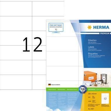 Herma Etikett PREMIUM 4457 105x48mm weiß 1.200 St./Pack. 129058301 Herma Etikett PREMIUM 4457 105x48mm weiß 1.200 St./Pack. 129058301 von Herma