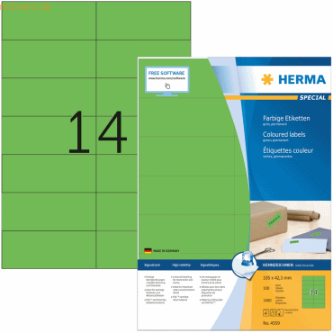 Herma Etiketten 105x42,3 mm grün Papier matt VE= 1400 Stück von Herma