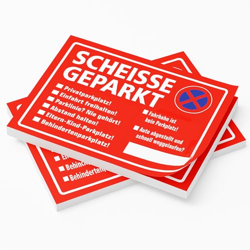 2x Scheisse geparkt Notizblock | Fun Set mit 2 Blöcken in Rot für die Windschutzscheibe | Falschparker Strafzettel | 50 Blatt zum Abreisen in DIN A7, mehrere Ankreuzmöglichkeiten bei Parkverstößen 2x Scheisse geparkt Notizblock | Fun Set mit 2 Blöcken in Rot für die Windschutzscheibe | Falschparker Strafzettel | 50 Blatt zum Abreisen in DIN A7, mehrere Ankreuzmöglichkeiten bei Parkverstößen von HermannPartner