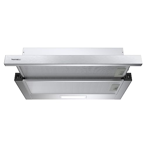 Hermitlux Dunstabzugshaube 60cm, Flachschirmhaube Abluft/Umluft, 360 m³/h Luftstrom, LED-Beleuchtung, Kohlefilter,51dB von Hermitlux