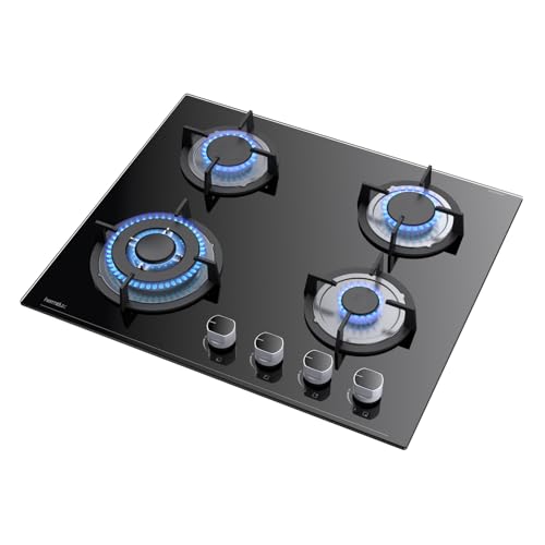 Hermitlux Gaskochfeld 4 Flammig, 60cm, 7800W,Erdgas/Propangas, Automatischer Thermoelementschutz, Schwarz, Einbau Glasherd Hermitlux Gaskochfeld 4 Flammig, 60cm, 7800W,Erdgas/Propangas, Automatischer Thermoelementschutz, Schwarz, Einbau Glasherd von Hermitlux