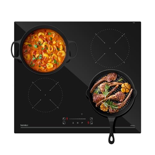 Hermitlux Induktionskochfeld 60cm, Eingebautes Kochfeld mit 4 Kochzonen, 9 Leistungsstufen, Geeignet für Eisen- und Edelstahltöpf Hermitlux Induktionskochfeld 60cm, Eingebautes Kochfeld mit 4 Kochzonen, 9 Leistungsstufen, Geeignet für Eisen- und Edelstahltöpf von Hermitlux