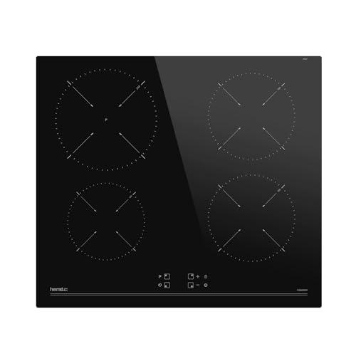Hermitlux Induktionskochfeld 60cm, Einbau Kochfeld 4 Zonen mit Booster, 9 Leistungsstufen, Touch-Bedienung, Kindersicherung und Timer, 7200W von Hermitlux