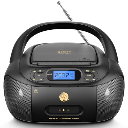 Hernido CD-Player mit Kassette, CD Boombox mit Bluetooth, UKW-Radio, Eingebauten Stereo-Lautsprechern, Wiederaufladbarem CD/Tape-Player, AUX-Eingang, USB-Wiedergabe, Kopfhörerausgang Hernido CD-Player mit Kassette, CD Boombox mit Bluetooth, UKW-Radio, Eingebauten Stereo-Lautsprechern, Wiederaufladbarem CD/Tape-Player, AUX-Eingang, USB-Wiedergabe, Kopfhörerausgang von Hernido
