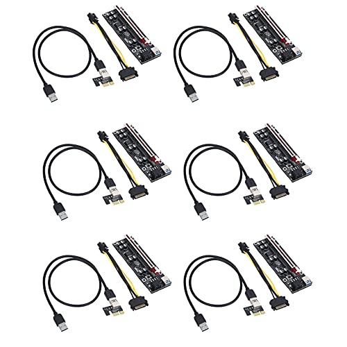 Herold 6 StüCke VER009S Plus PCI-E Riser Karte PCI 1X 16X Adapter mit USB 3.0 Kabel SATA zu 6 Pin Strom Kabel für Den Bergbau von Herold