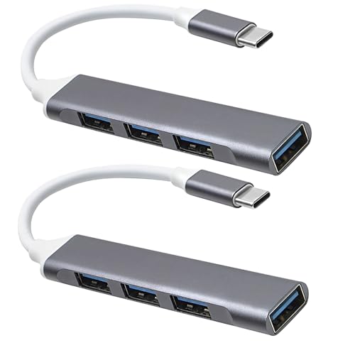 2 x USB-C-Hub, USB-Hub 3.0, 4-Port-USB-C-auf-USB-Adapter, USB-auf-USB-C-Adapter, ultradünner USB-C-Adapter, USB-Splitter, USB-C-Dock, USB-Extender für Laptop, iMac Pro, MacBook Air, Mac, USB auf USB von Herolland