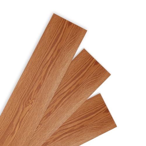 Herrselsam PVC Bodenbelag Selbstklebende, 14 Fliesen ca. 2m² Vinyl Laminat Rutschfeste Wasserdichte Schneidbar Fliesenoptik Bodenfliesen, 91,5cm x 15,2cm Dicke 1,5 mm (Warm Oak) von Herrselsam