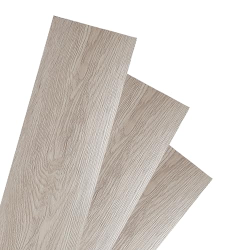 Herrselsam PVC Bodenbelag Selbstklebende, 35 Fliesen ca. 5m² Vinyl Laminat Rutschfeste Wasserdichte Schneidbar Fliesenoptik Bodenfliesen, 91,5cm x 15,2cm Dicke 1,5 mm (White Oak) von Herrselsam