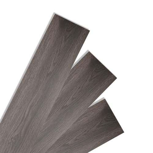Herrselsam PVC Bodenbelag Selbstklebende, 7 Fliesen ca. 1m² Vinyl Laminat Rutschfeste Wasserdichte Schneidbar Fliesenoptik Bodenfliesen, 91,5cm x 15,2cm Dicke 1,5 mm (Night Oak) von Herrselsam