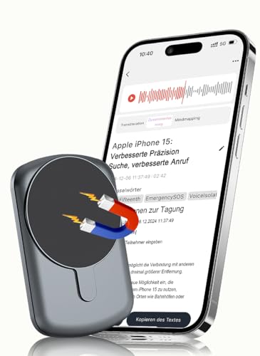 KI Diktiergerät, 64GB Magnet Aufnahmegerät mit Schreibfunktion, Echtzeit Transkribieren, Zusammenfassen, 5.0 Bluetooth, 540 Stunden Aufnahmekapazität, One-Touch Recording Voice Recorder KI Diktiergerät, 64GB Magnet Aufnahmegerät mit Schreibfunktion, Echtzeit Transkribieren, Zusammenfassen, 5.0 Bluetooth, 540 Stunden Aufnahmekapazität, One-Touch Recording Voice Recorder von Hersance