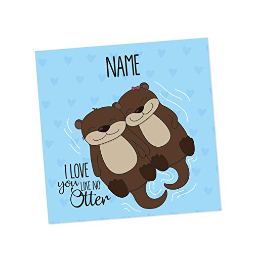 Herz & Heim® Grußkarte - I love you like no Otter - mit Namen der Liebenden zum Valentinstag oder Jahrestag von Herz & Heim